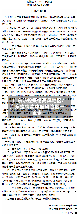 广东防控疫情高风地区/广东疫情高中低风险区一览表