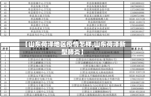 【山东荷泽地区疫情怎样,山东荷泽新型肺炎】